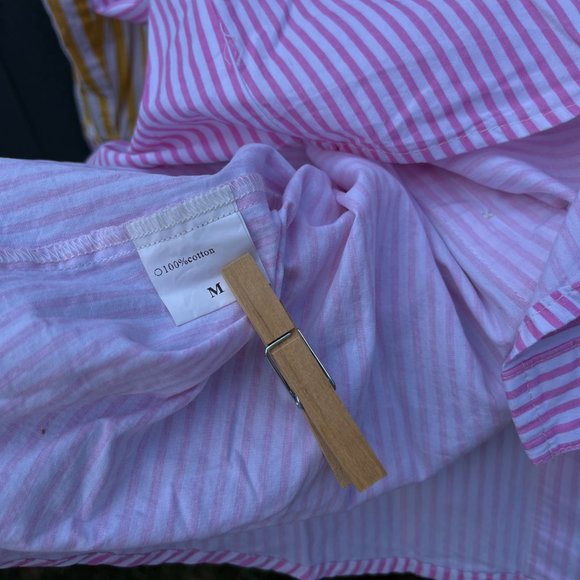 Yellow-Pink Striped Avant Garde Shirt S/M 100% Cotton Made in Japan VTG - Picture 8 of 9